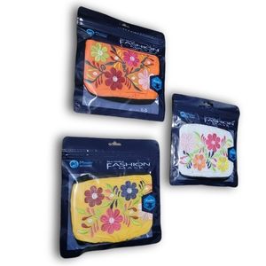 3 Floral Fashion Face Masks NEW